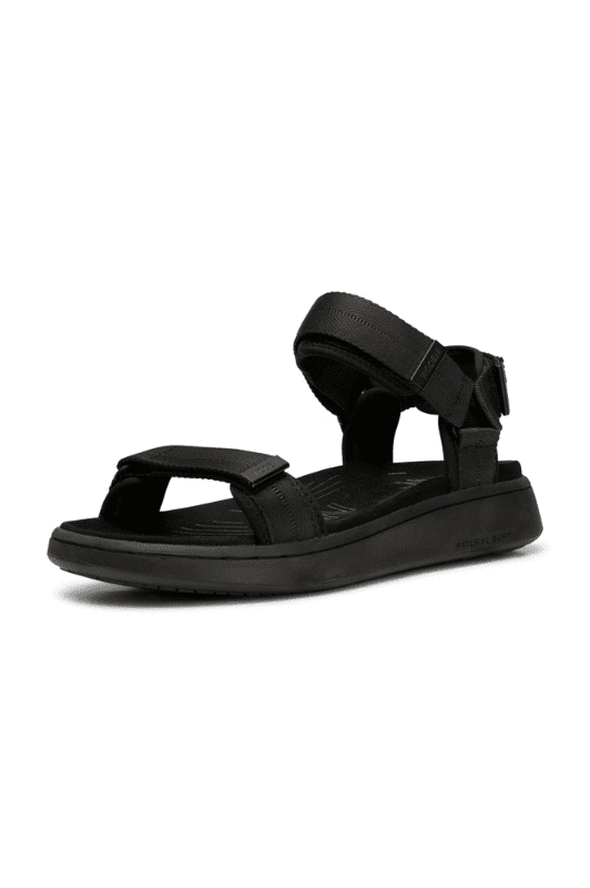 Woden Line sandal | Damesandal i sort med sort sål I Natural Soft sål