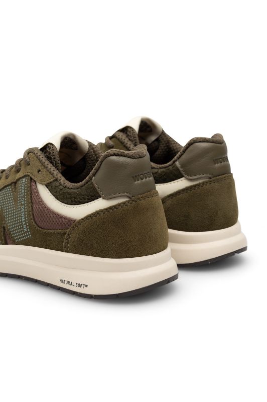 Woden Rigmor open mesh leather sneakers | Dark olive