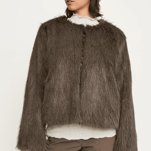 Soft Rebels Estelle brun jakke I Morel faux fur jacket