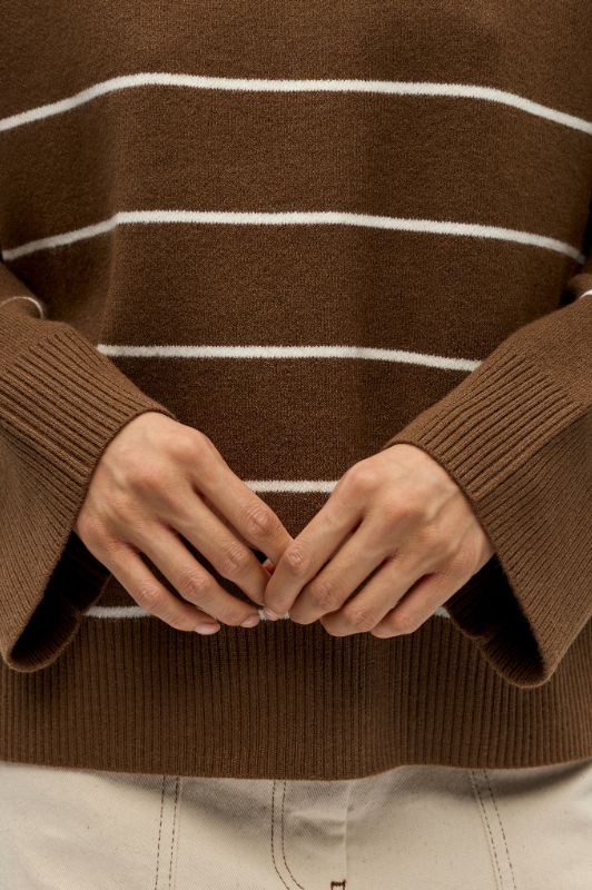 Object Itone pullover I Brun strik med hvide striber