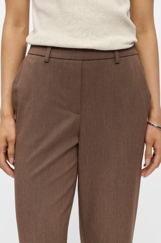 Object Lisa straight pant brun melange L32 I Bestseller buksen 2026