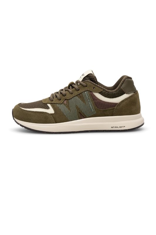 Woden Rigmor open mesh leather sneakers | Dark olive