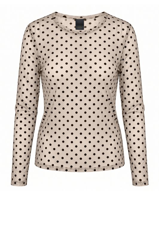 Luxzuz Dot mesh t-shirt I Offwhite prikket meshbluse