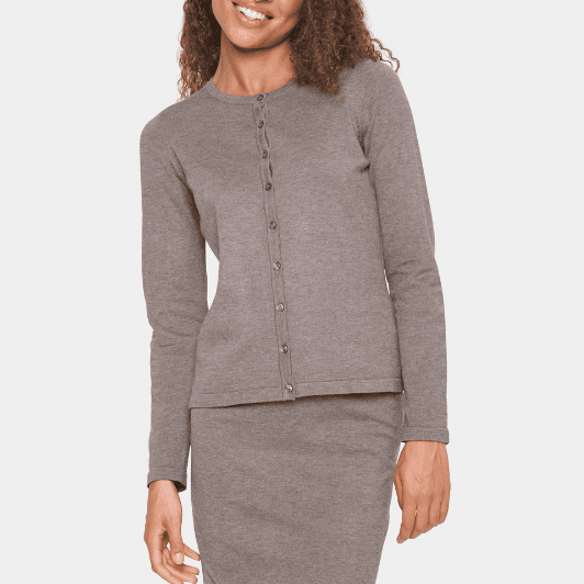 Saint Tropez Mila cardigan | Strikket cardigan I Mørk sand melange