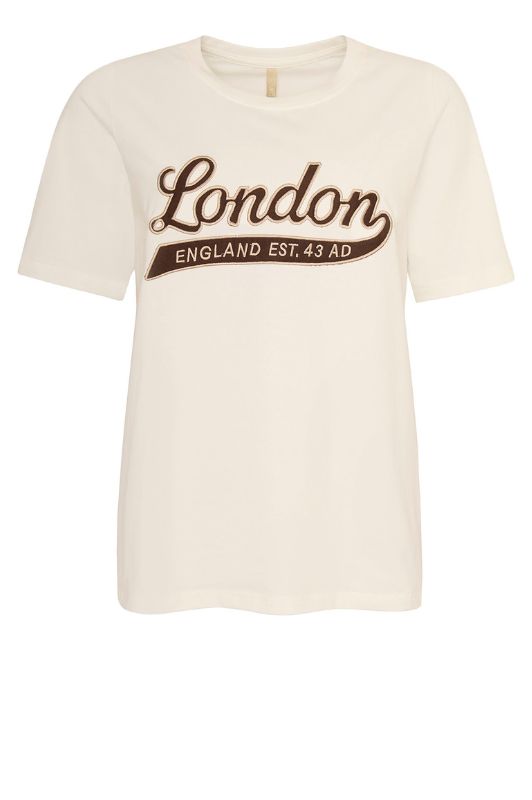 Ofelia t-shirt | Cremefarvet tee med London broderi