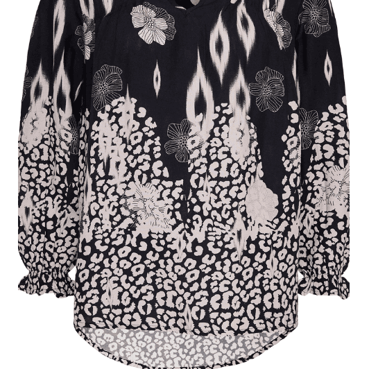 Ofelia Laura bluse | Den smukkeste printmix i sort