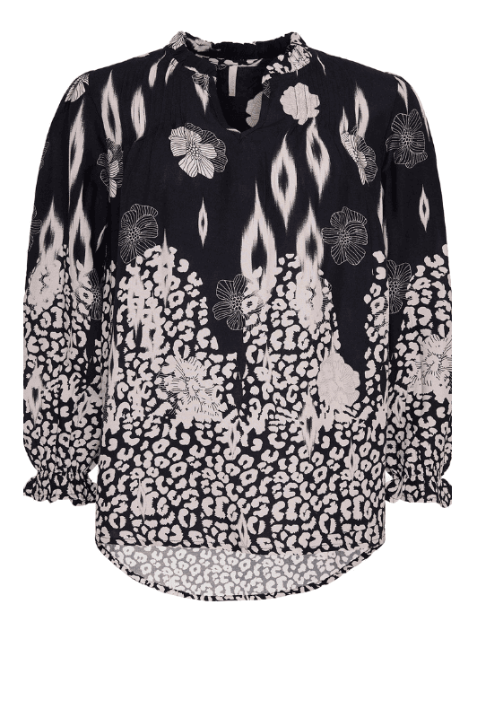 Ofelia Laura bluse | Den smukkeste printmix i sort