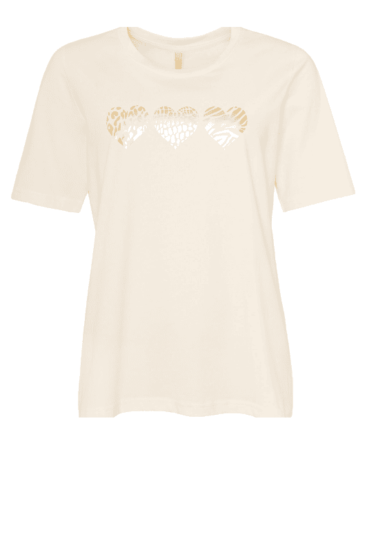 Ofelia Letty t-shirt | Creme tee med foil hjerteprint I Dresslab