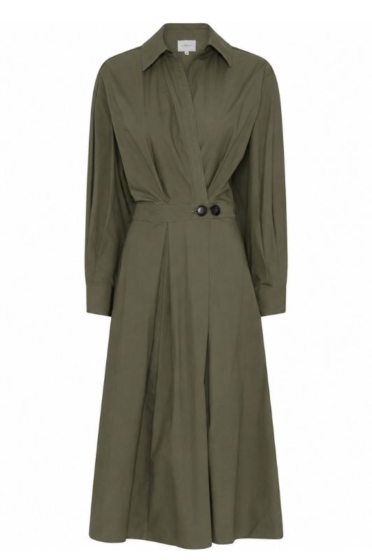 La Rouge Pia poplin kjole i army I Dresslab
