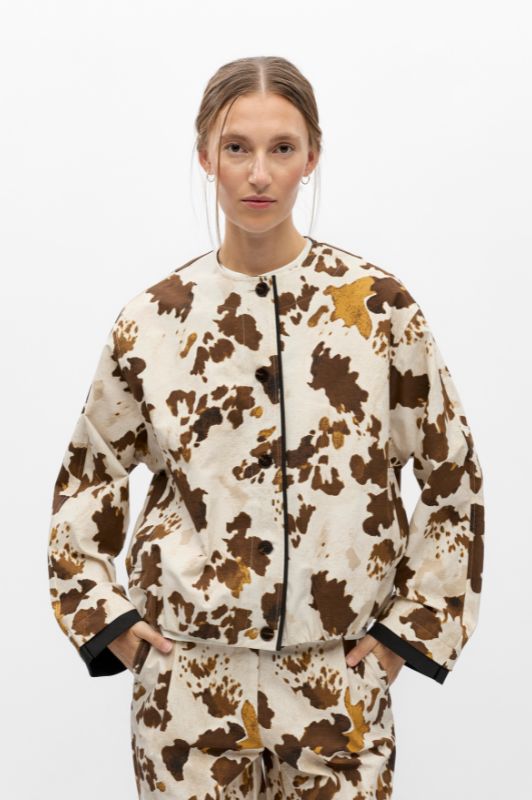 Object Molina bomber jacket I Kort jakke med splash brunt print