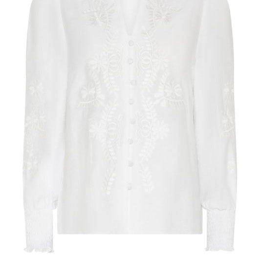 Marc Lauge Vanessa I Feminin bluse med broderie detaljer