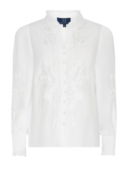 Marc Lauge Vanessa I Feminin bluse med broderie detaljer