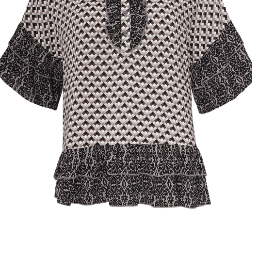 Ofelia Tess top | Flot bluse i kombi print sand