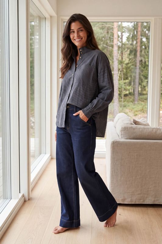 Prepair Telma bluse I Ternet marineblå bluse