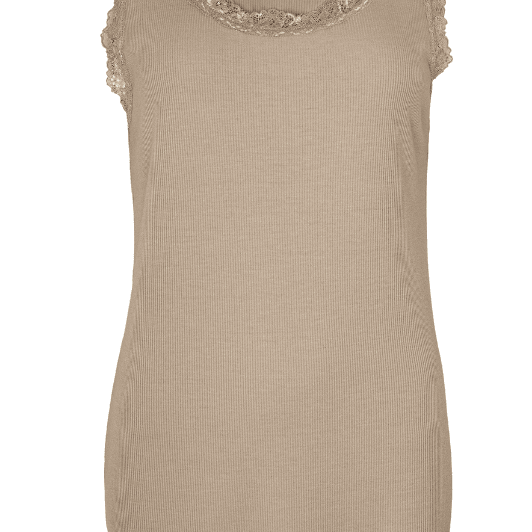 Ofelia Issa Top | Ribbet blondetop latté