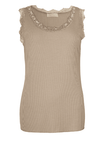 Ofelia Issa Top | Ribbet blondetop latté