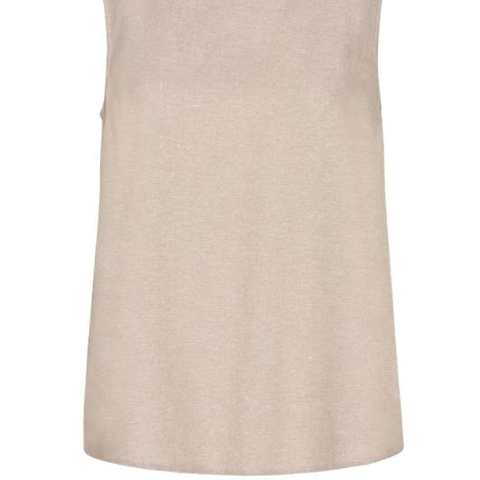 Freequent Lava top | Feminin hørbluse uden ærmer i sand I Dresslab