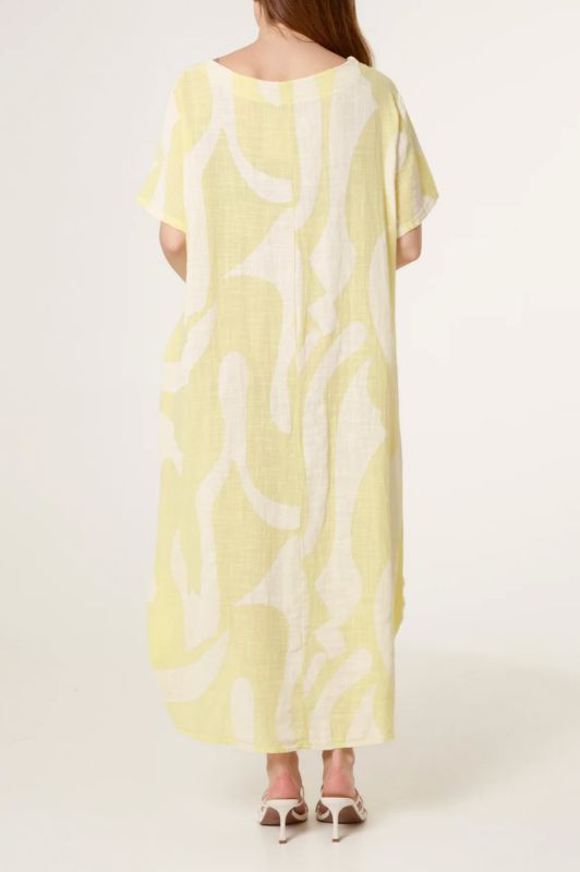 Studio West dress I Cocoon sommerkjole med lysegult print