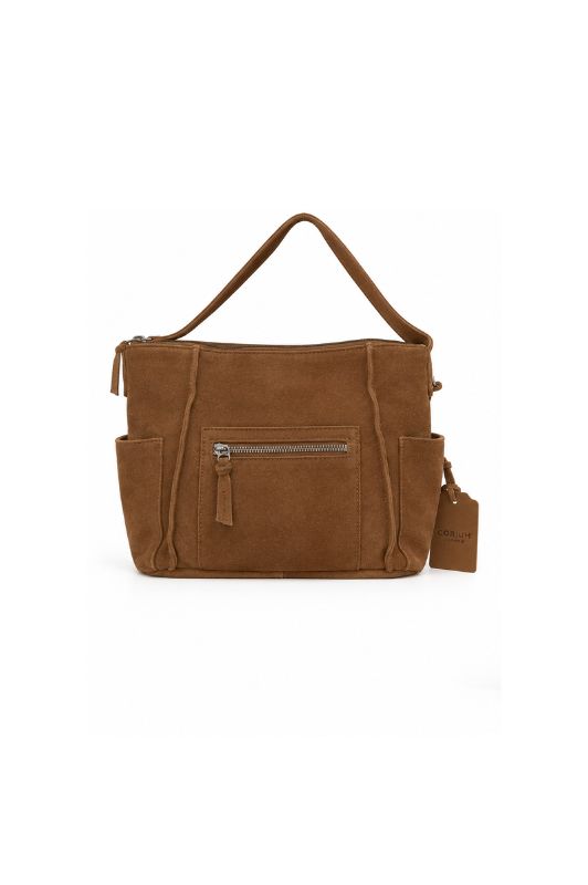 Corium crossbody i sandfarvet ruskind