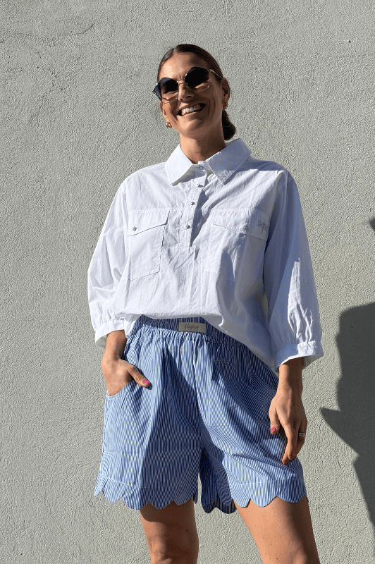 Gaspar Honolulu stribet shorts med feminin detalje I Dresslab
