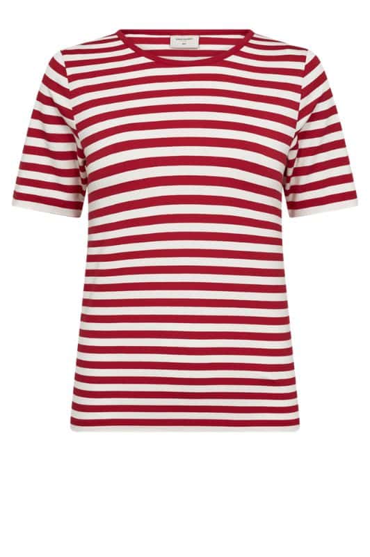 Freequent Liana t-shirt I Strib rød hvid