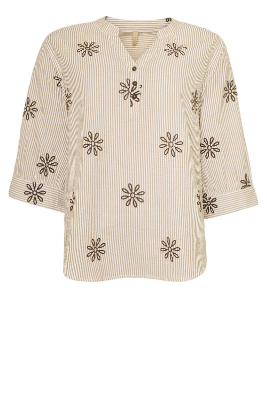 Ofelia Ella sandfarvet bluse med broderi I Dresslab