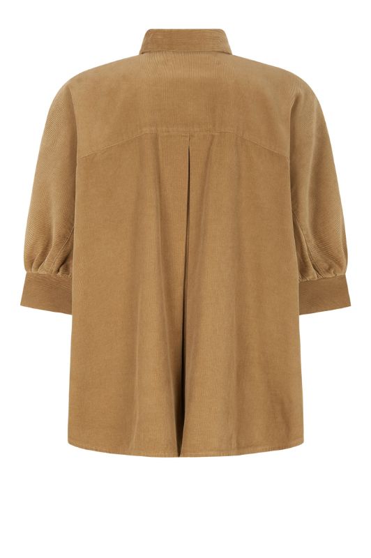 Tooday Dove shirt I Oversize skjorte i sandfarvet fløjl