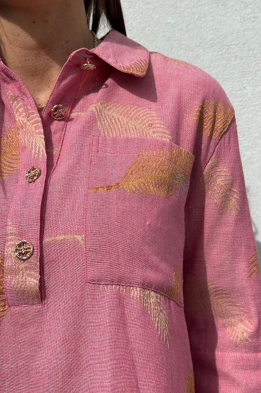Gaspar Porto pink jaquard bluse I Dresslab