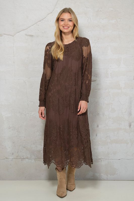 Prepair Mila dress | Smuk kjole i mørkebrun blonde