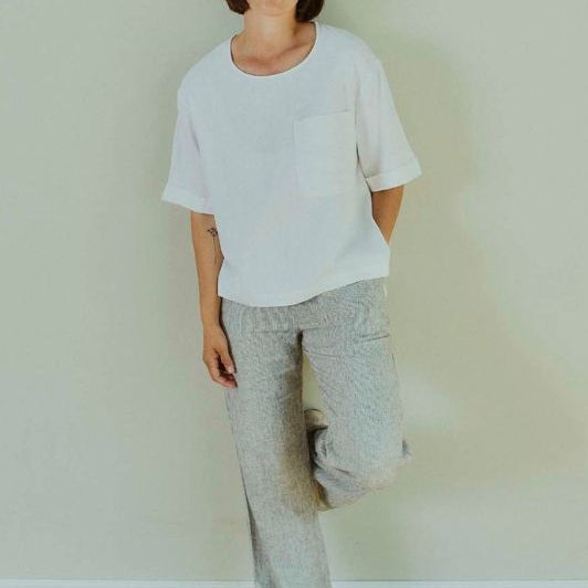 Freequent Lava bluse | Feminin hørbluse i hvid I Dresslab