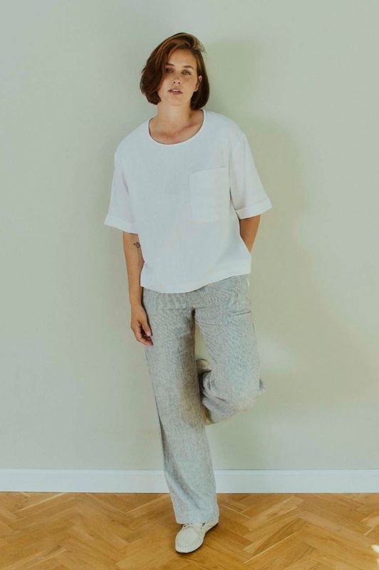 Freequent Lava bluse | Feminin hørbluse i hvid I Dresslab