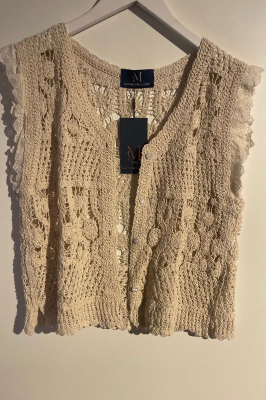 Marc Lauge crochet vest i hvid