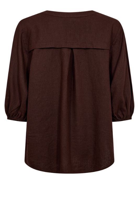 Freequent Lava shirt | Feminin hørbluse i mørkebrun I Dresslab
