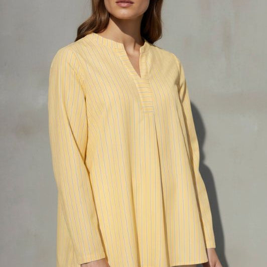 Ofelia Simi blouse I Stribet viskose top i gul strib I Dresslab