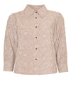 Ofelia Olivia brun stribet bluse med print I Dresslab