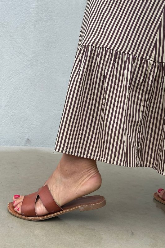 PRE ORDER Gaspar Loule stripe dress | Brun strib I Dresslab