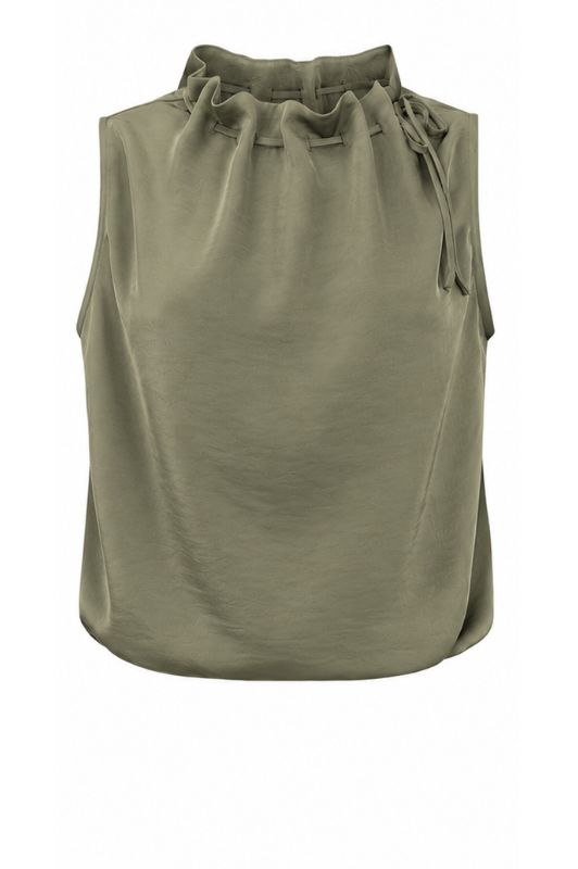 Tooday Aya top I Armygrøn top i satinlook I Dresslab