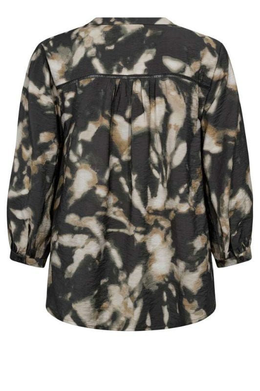 Freequent Nunu skjorte I Allover printet top i khaki farver