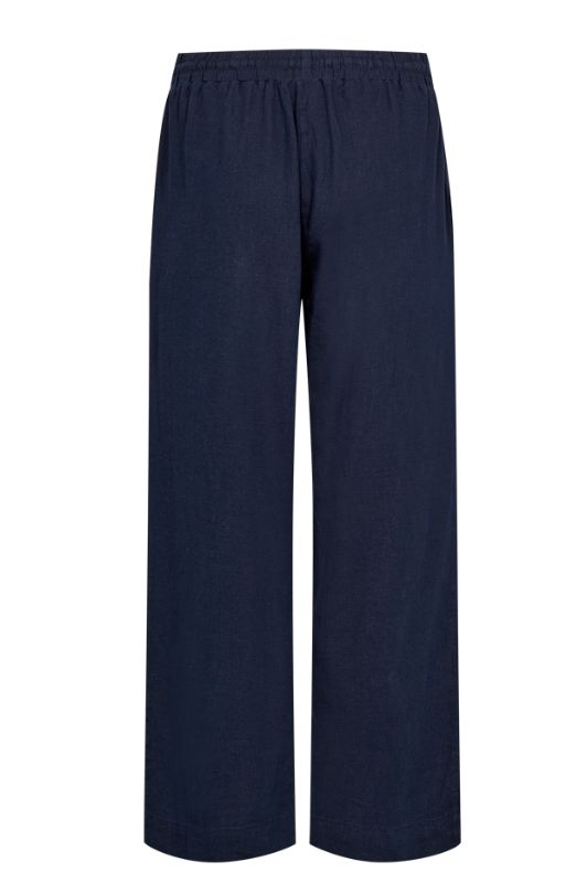 Freequent Lava ankle pant | Navy ankelbukser i hør I Dresslab