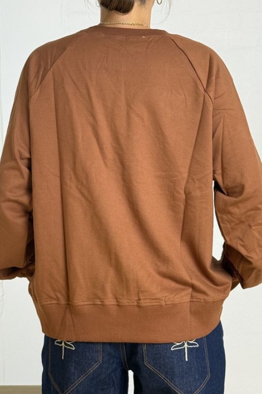 Gaspar Fanø sweat I Cool top med guldsmed applikation I Brun