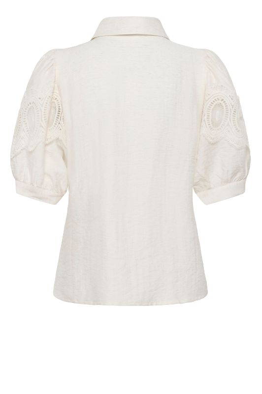 Karen by Simonsen Urith Frosty bluse | Top med blondebort I Dresslab