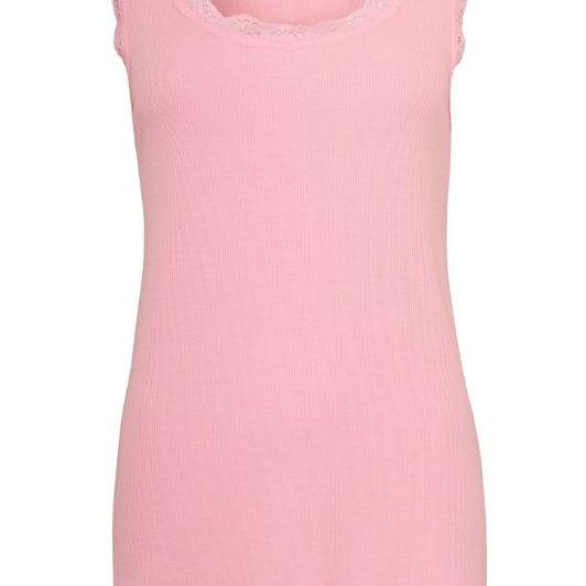 Ofelia Issa Top | Ribbet blondetop lyserød