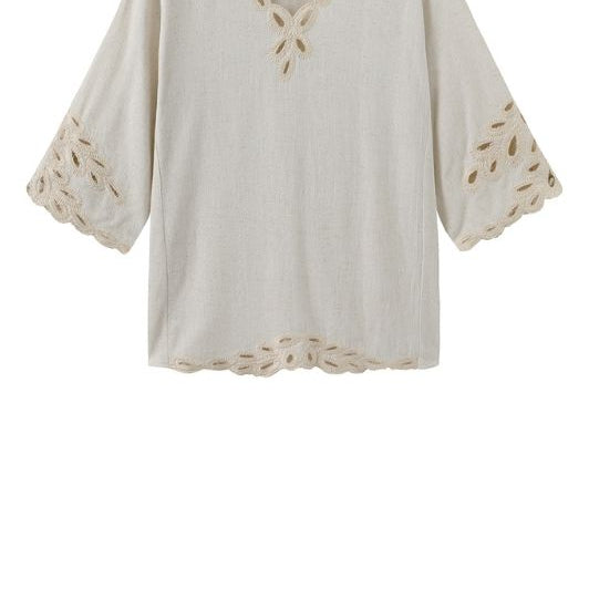 Luxzuz Vicha hørbluse i creme med blonde I Dresslab