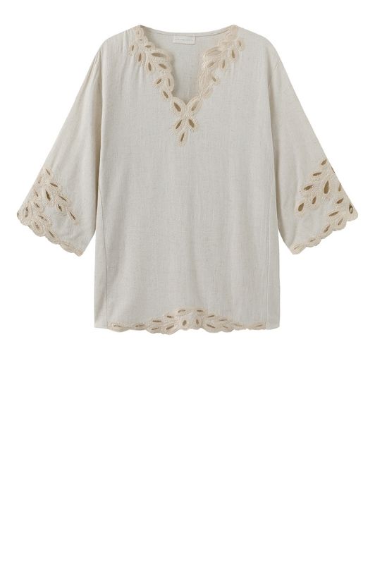Luxzuz Vicha hørbluse i creme med blonde I Dresslab