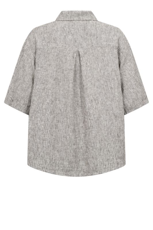 Freequent Lava shirt | Stribet højskjorte i mørkebrun I Dresslab