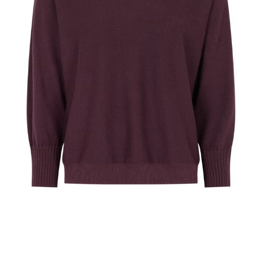 Tooday Cenna bluse I Bordeaux strikbluse med rund hals