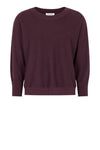 Tooday Cenna bluse I Bordeaux strikbluse med rund hals