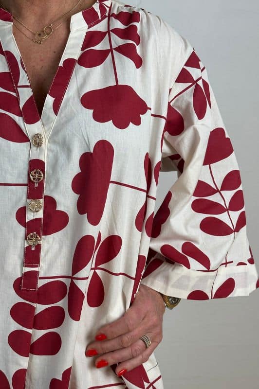 Gaspar Mumbai poplin dress | Cool kjole i rødt grafisk print