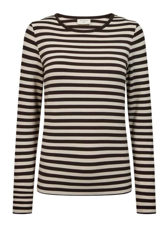 Freequent Liana bluse I Strib brun hvid