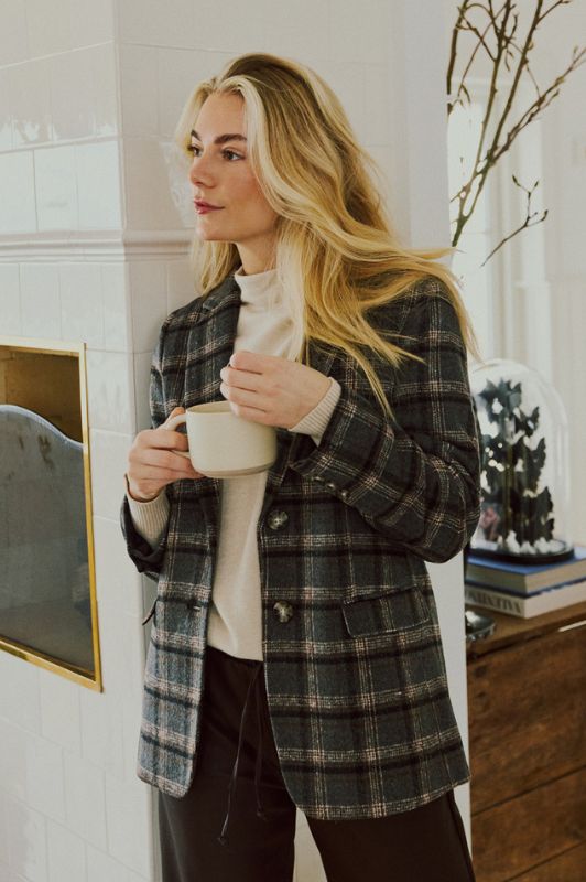 Freequent Zango jacket I Grå ternet blazer